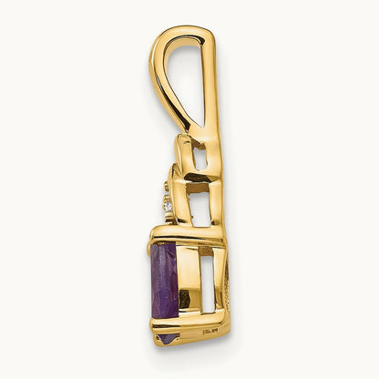Amethyst and Diamond Pendant — 14K Yellow Gold