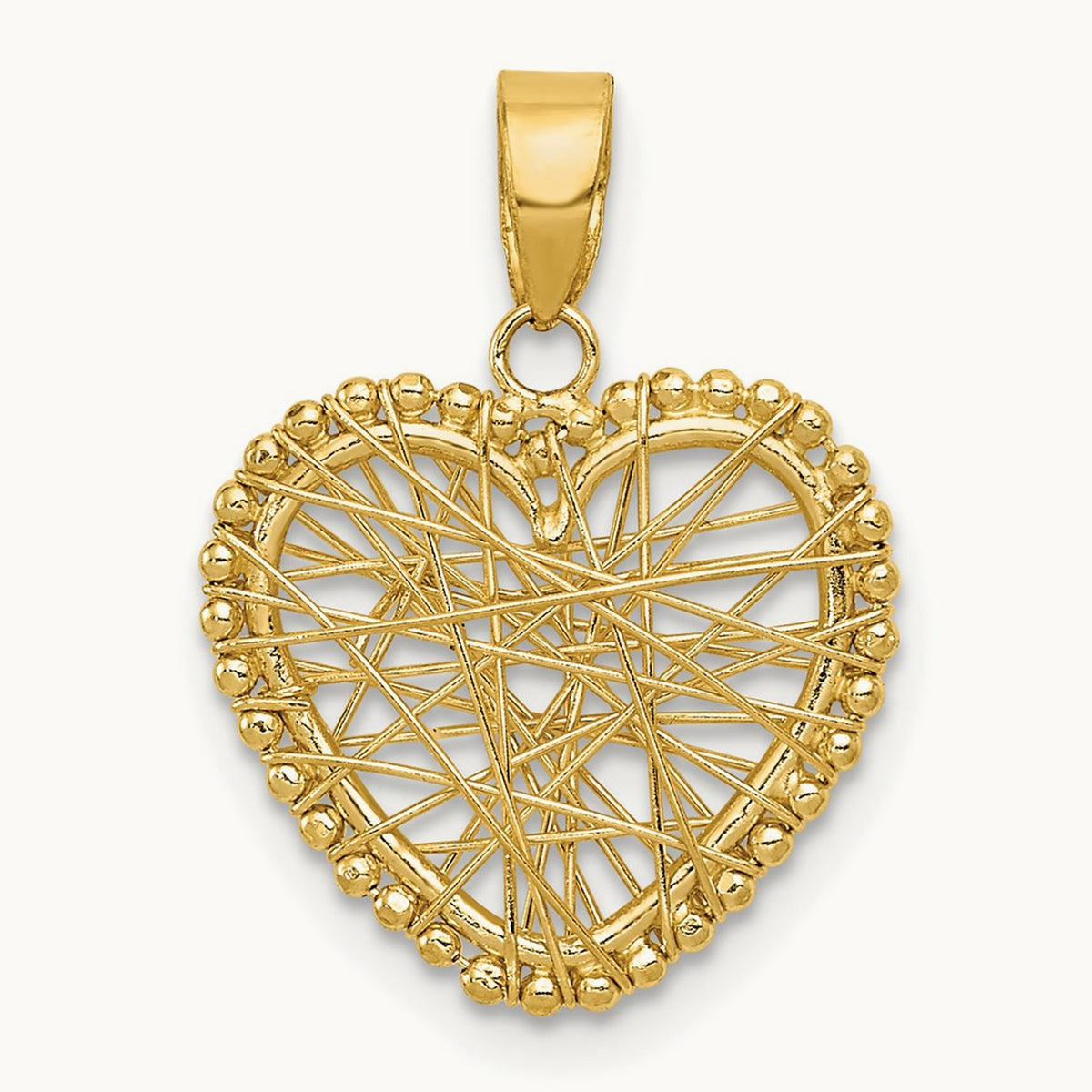 Polished Wire Heart Pendant, 14K