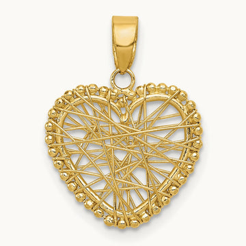 Polished Wire Heart Pendant, 14K