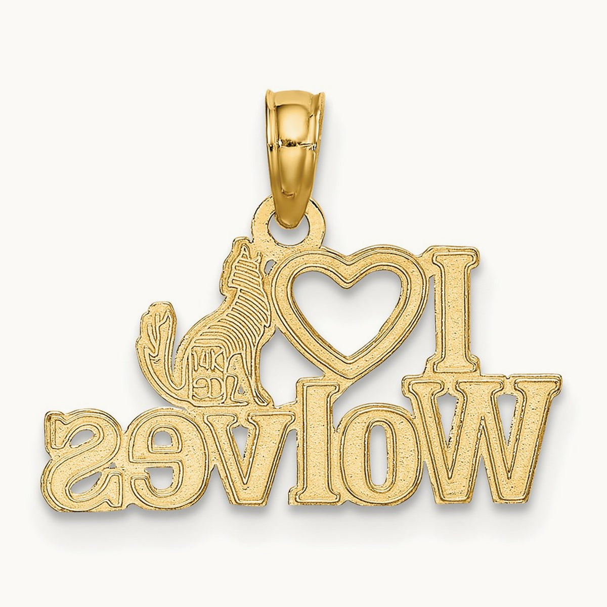 I HEART WOLVES Charm, 14K