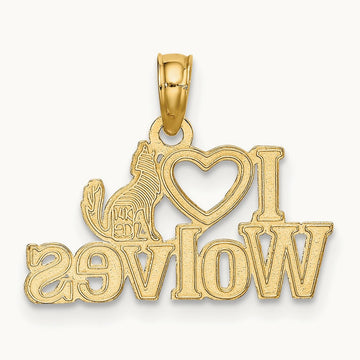 I HEART WOLVES Charm, 14K