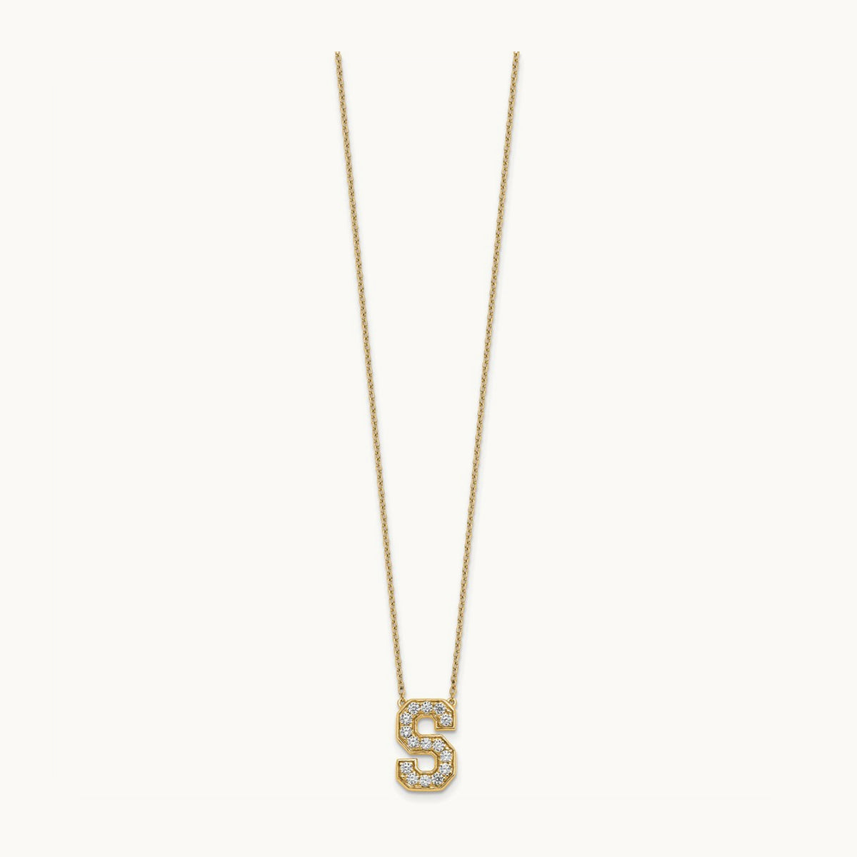 Initial Necklace — 14K Yellow Gold, S, 3/8 ct