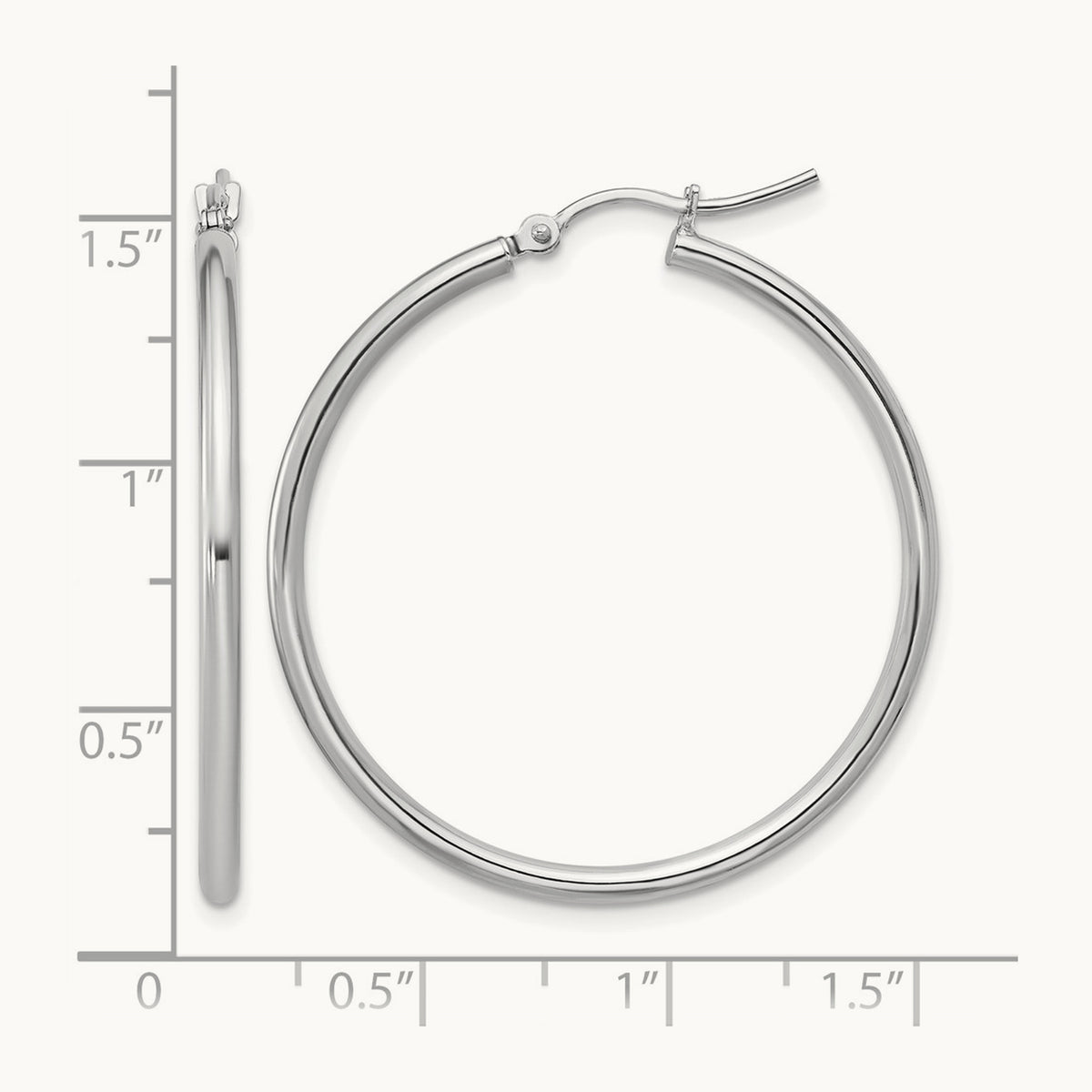 Polished Hinged Hoop Earrings, 10K White Gold — Leslie's