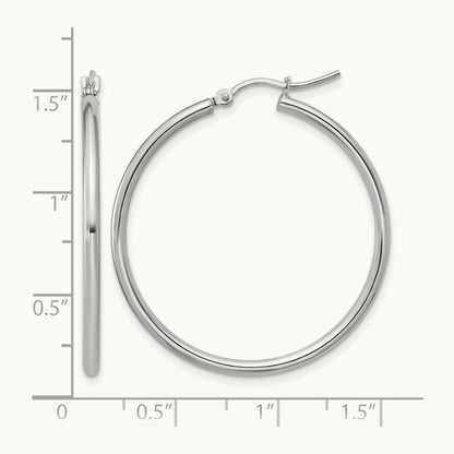Polished Hinged Hoop Earrings, 10K White Gold — Leslie's