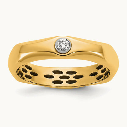 14ktt IB Goodman Mens Polished Complete 1/20ct Diamond Band Ring