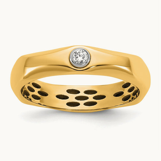 14ktt IB Goodman Mens Polished Complete 1/20ct Diamond Band Ring