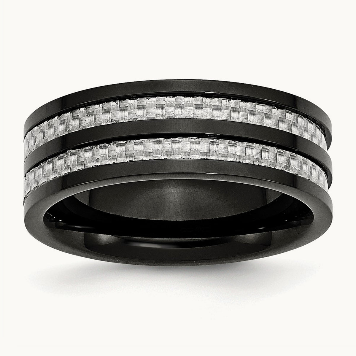 Polished Black IP-plated with Grey Carbon Fiber Inlay Band — photo set