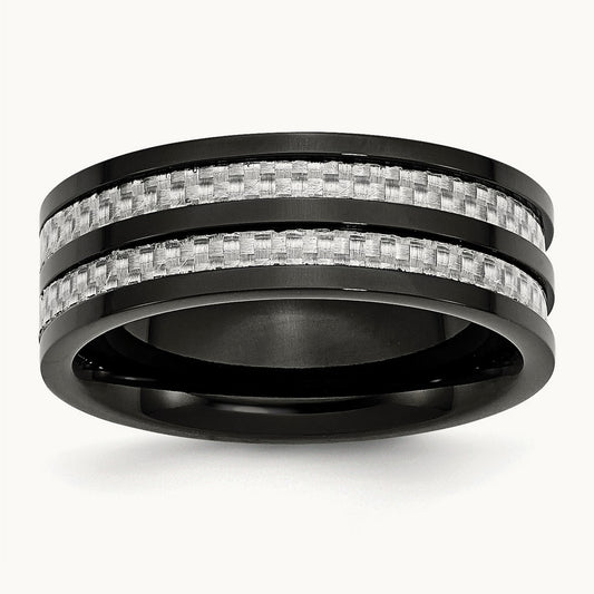 Polished Black IP-plated with Grey Carbon Fiber Inlay Band — photo set