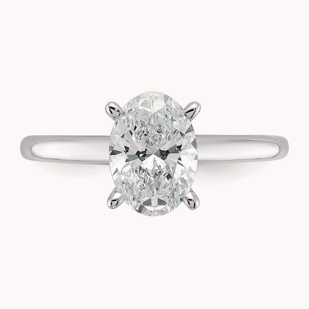Oval Solitaire Engagement Ring, 0.50-5.00 ct tw Lab-Grown Diamond — 1 1/2 ct, 14K White Gold