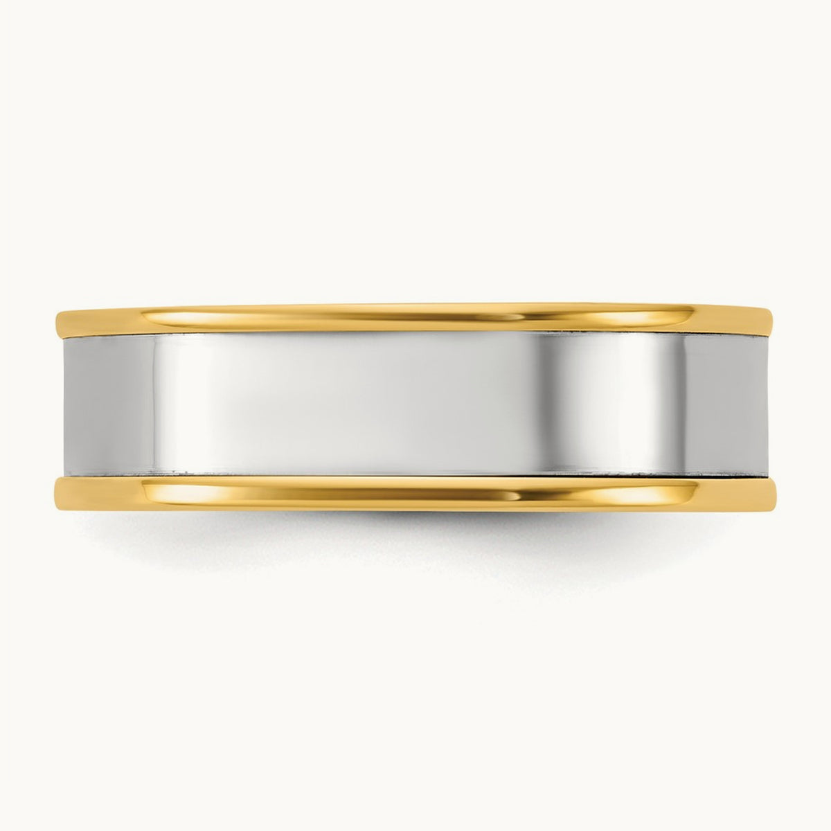 Y/W Step Up Flat Edge Wedding Band, 6mm, 14K Two-tone