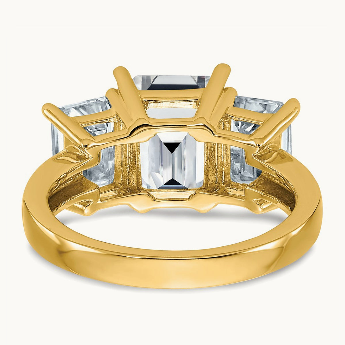 Emerald-cut 3-Stone Engagement Ring Mounting — 14K Yellow Gold