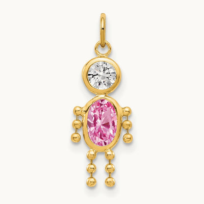 October Boy Birthstone Charm, 14K