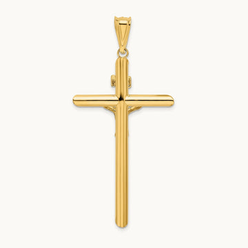 Polished Crucifix Pendant, 14K Two-tone