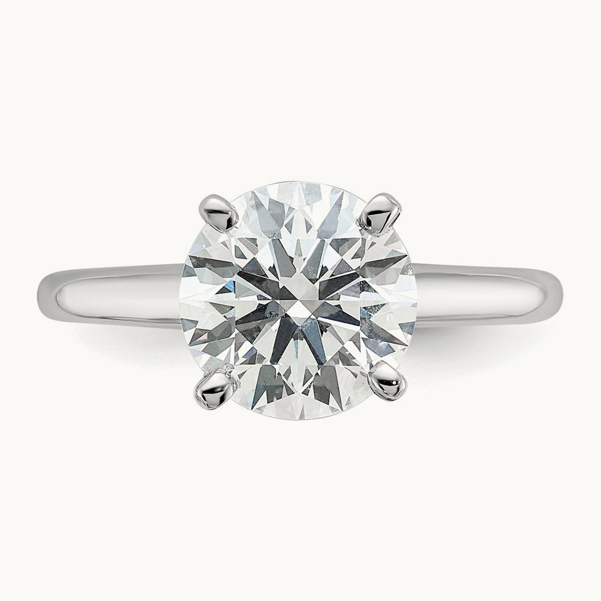 Round Solitaire Engagement Ring, 0.25-5.00 ct tw Lab-Grown Diamond — 2 1/2 ct, 14K White Gold
