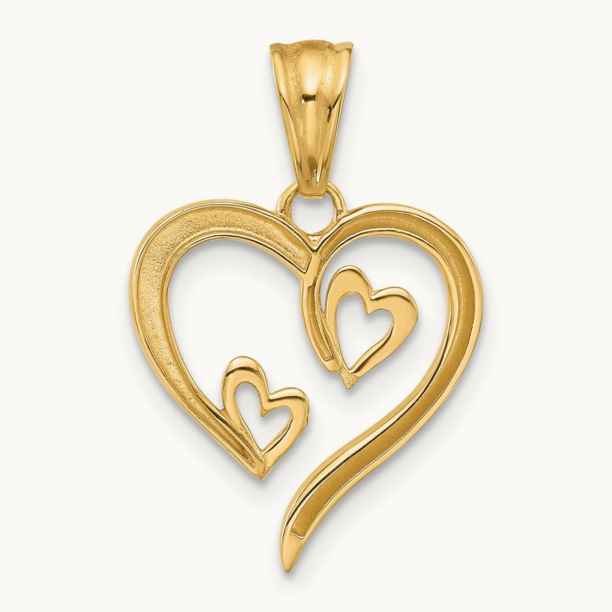 Diamond-cut Open Hearts Pendant, 14K with White Rhodium