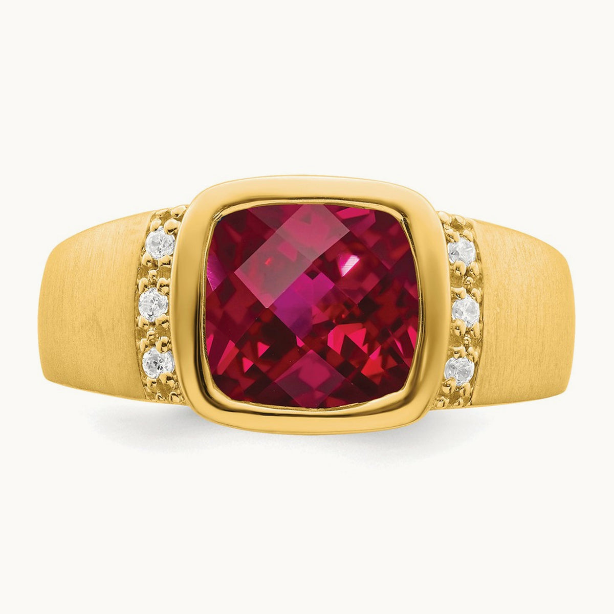 Created Ruby and Diamond Mens Ring, 14K