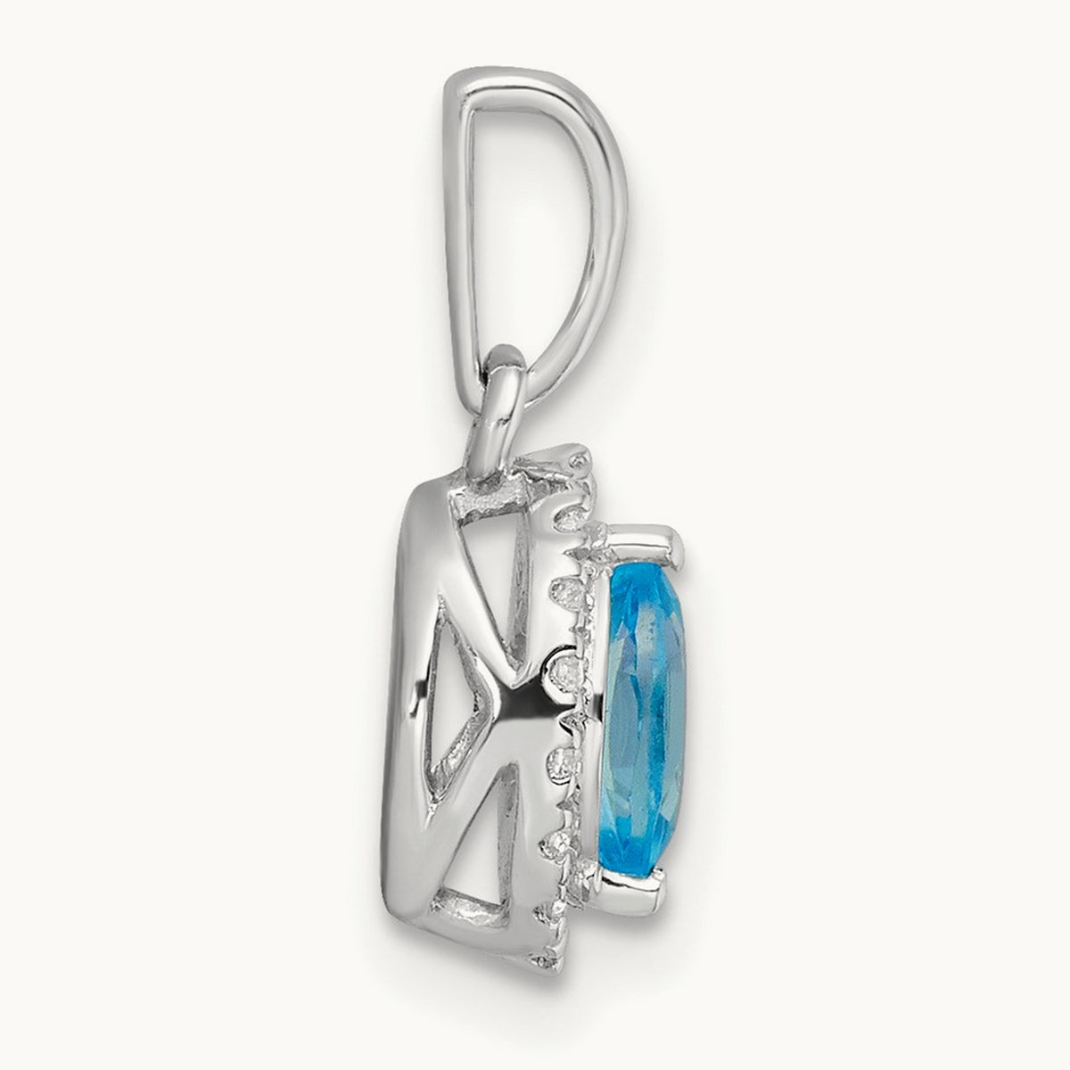 Blue Topaz Dec Birthstone Pendant, 0.10 ct tw Lab-Grown Diamond
