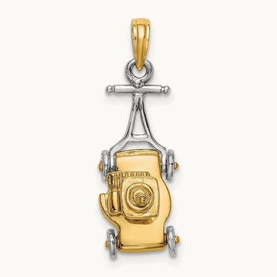 3-D Lawn Mower Charm, 14K Two-tone