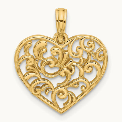 Polished Fancy Heart Charm, 14K