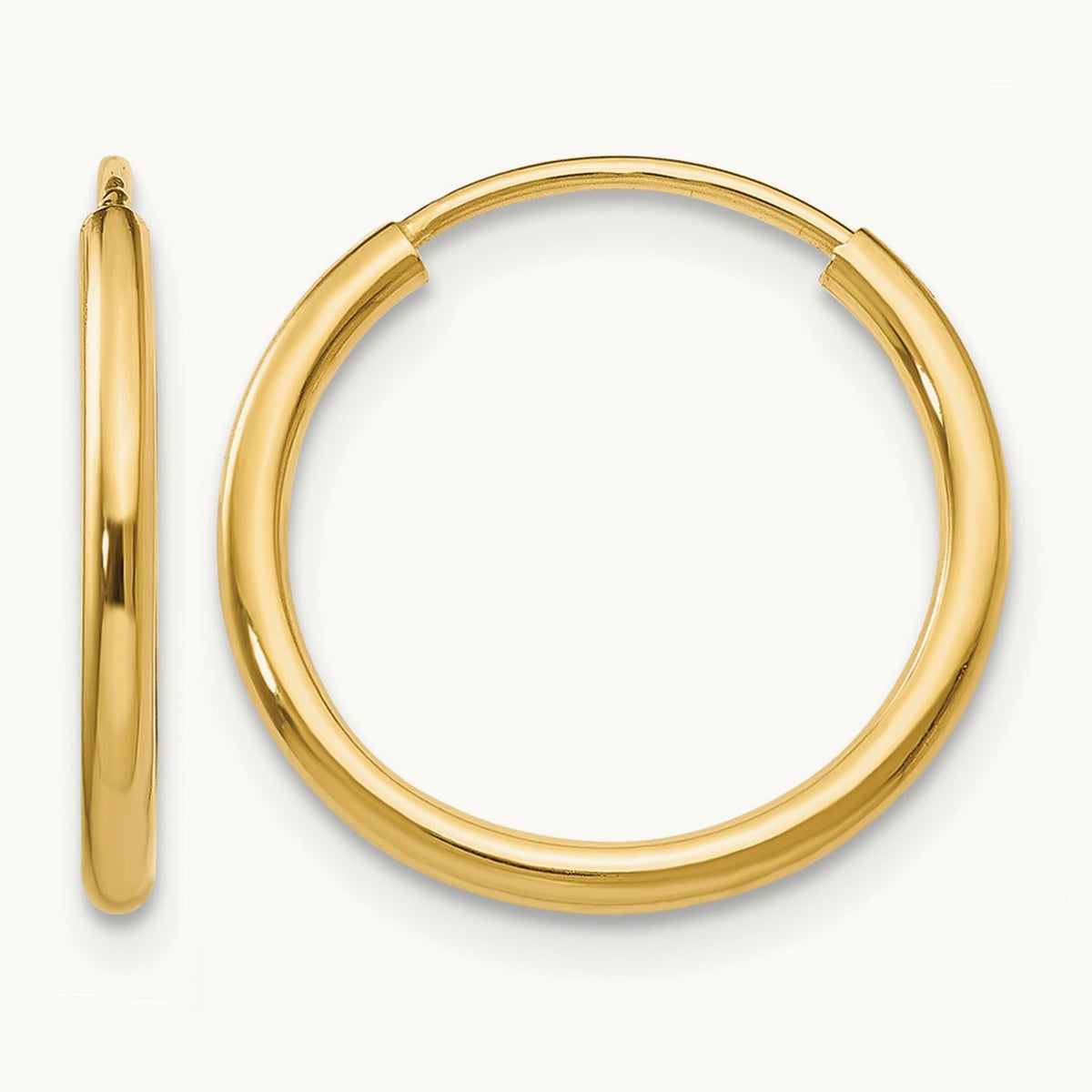 Polished Round Endless Hoop Earrings, 14K
