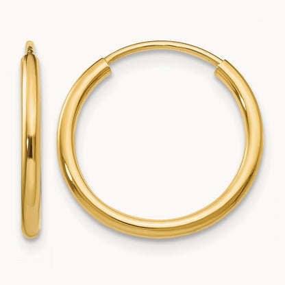Polished Round Endless Hoop Earrings, 14K