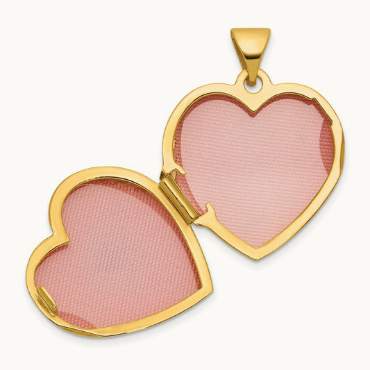 Polished Citrine November Birthstone Heart Locket, 18mm, 14K