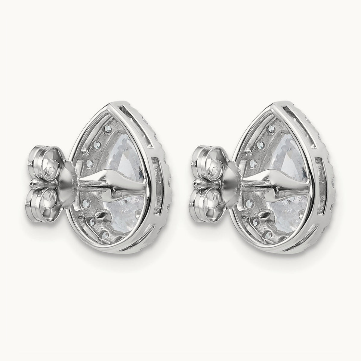 Pear Halo Post Earrings, 1.25-6.75 ct tw Lab-Grown Diamond — 2 3/8 ct, VS (Best), 14K White Gold