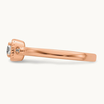 Petite Rope Edge Round Complete Diamond Ring — 14K Rose Gold, 7