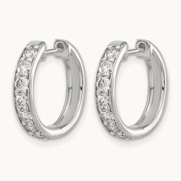 Diamond Hinged Hoop Earrings, 14K White Gold