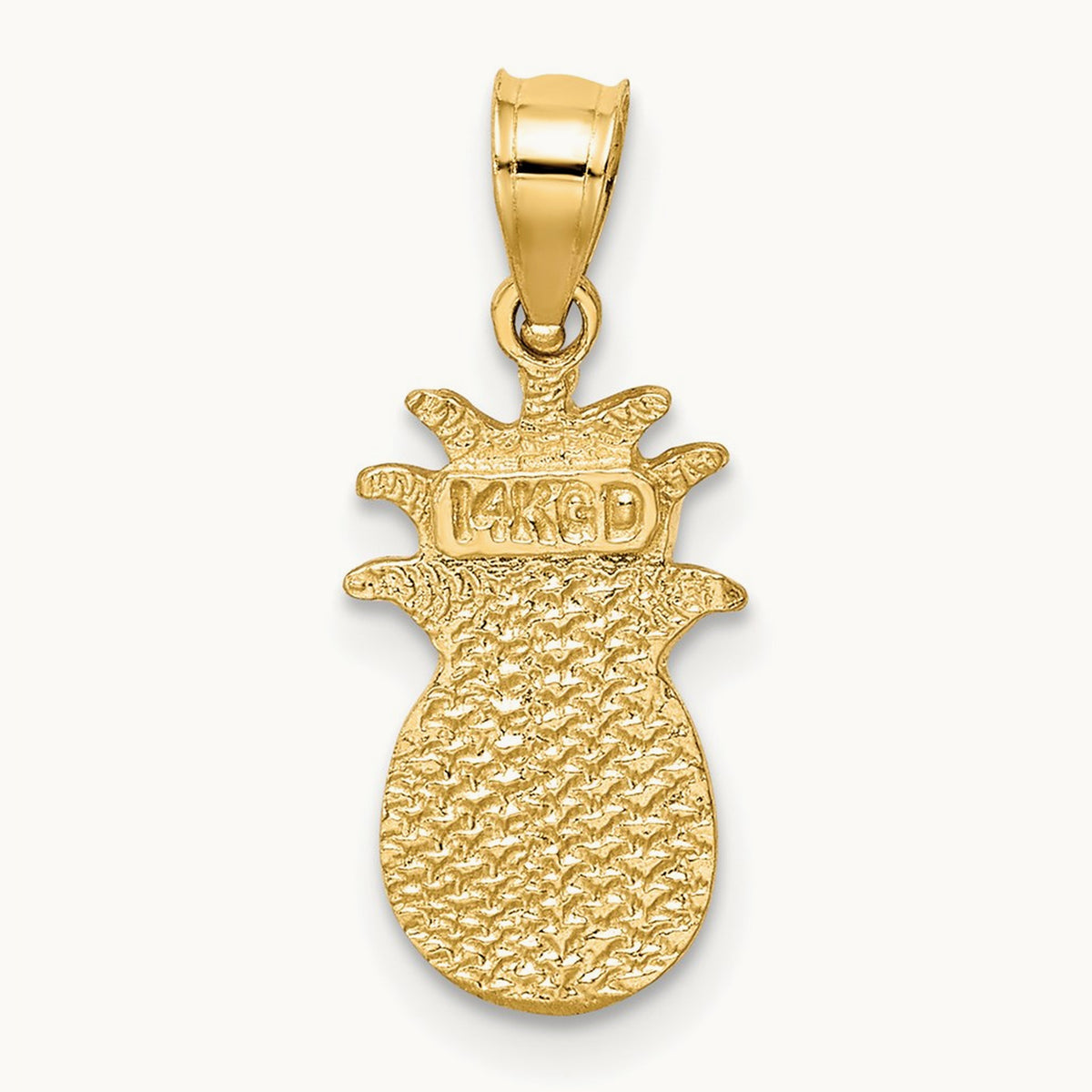 Brushed & Diamond-cut Pineapple Pendant, 14K