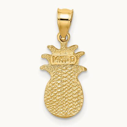 Brushed & Diamond-cut Pineapple Pendant, 14K
