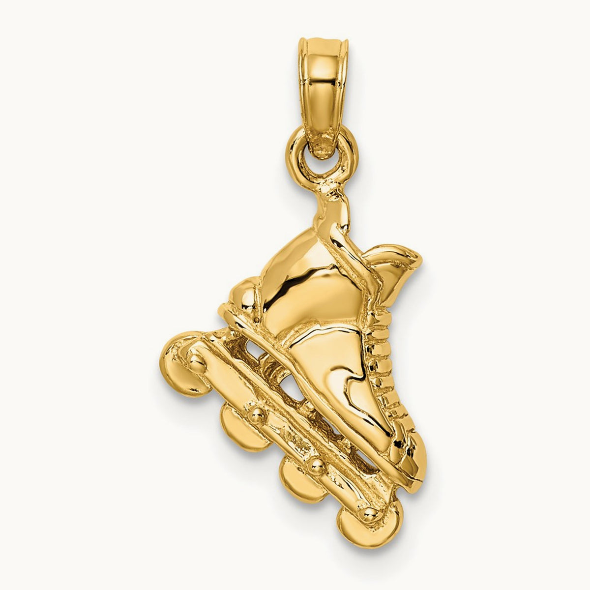 Solid Polished 3-D Rollerblade Charm, 14K