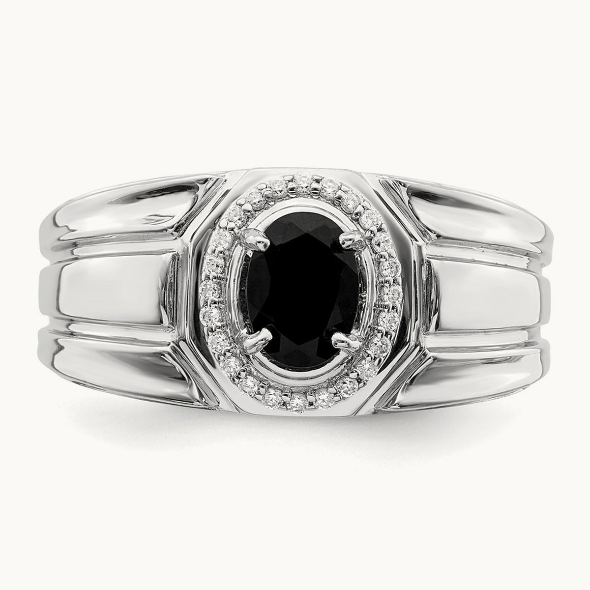 Onyx and Diamond Mens Ring, 14K