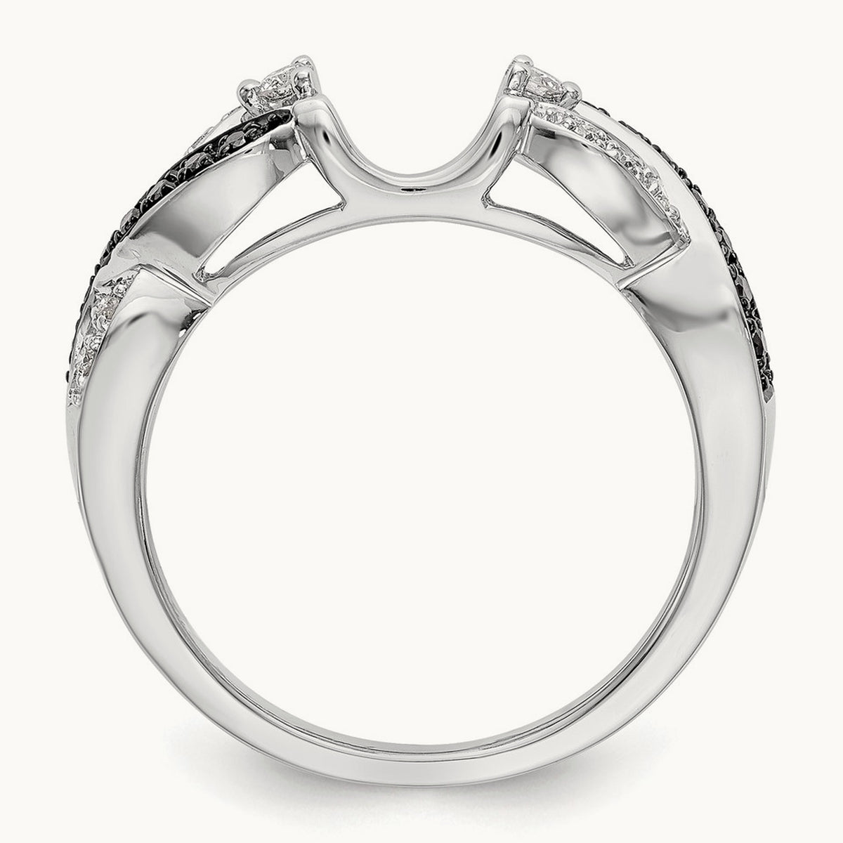 Black and White Diamond Wrap, 14K White Gold