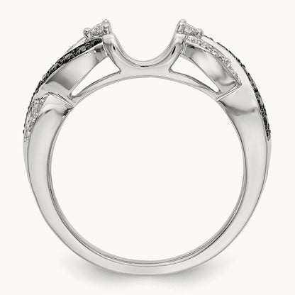 Black and White Diamond Wrap, 14K White Gold