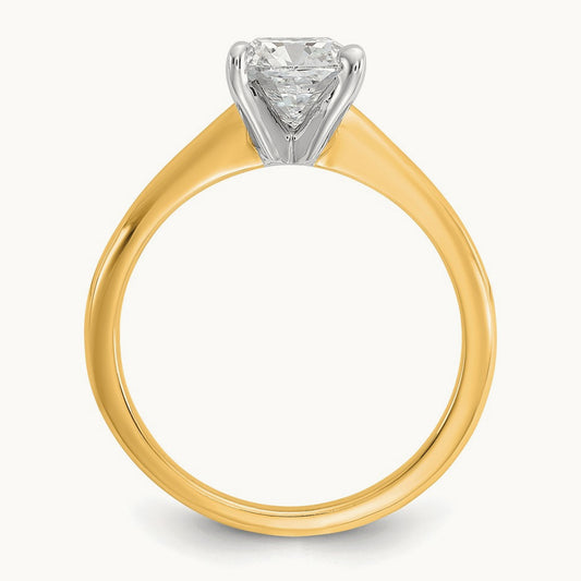 14ktt 1 1/2ct Lab Grown Diamond VS/SI+ G+ Cushion Comp Solitaire Eng Ring