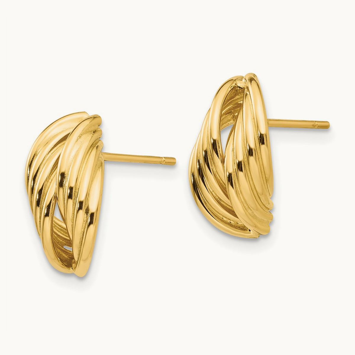 Polished Fancy Post Earrings, 14K