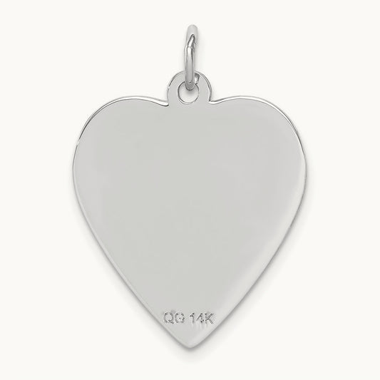 Heart-Shaped Enameled Medical Jewelry Pendant — 14K White Gold