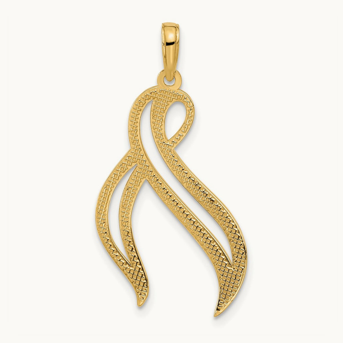 Polished Awareness Ribbon Pendant, 14K