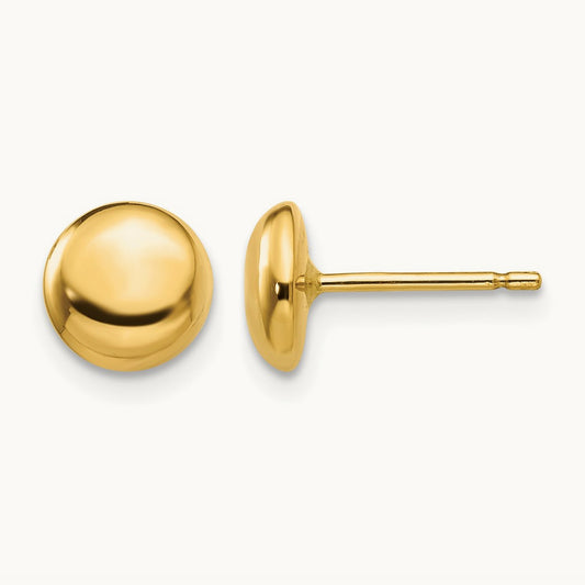Polished Round Button Post Earrings — 7mm