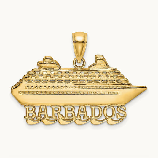 Polished BARBADOS Cruise Ship Charm, 14K