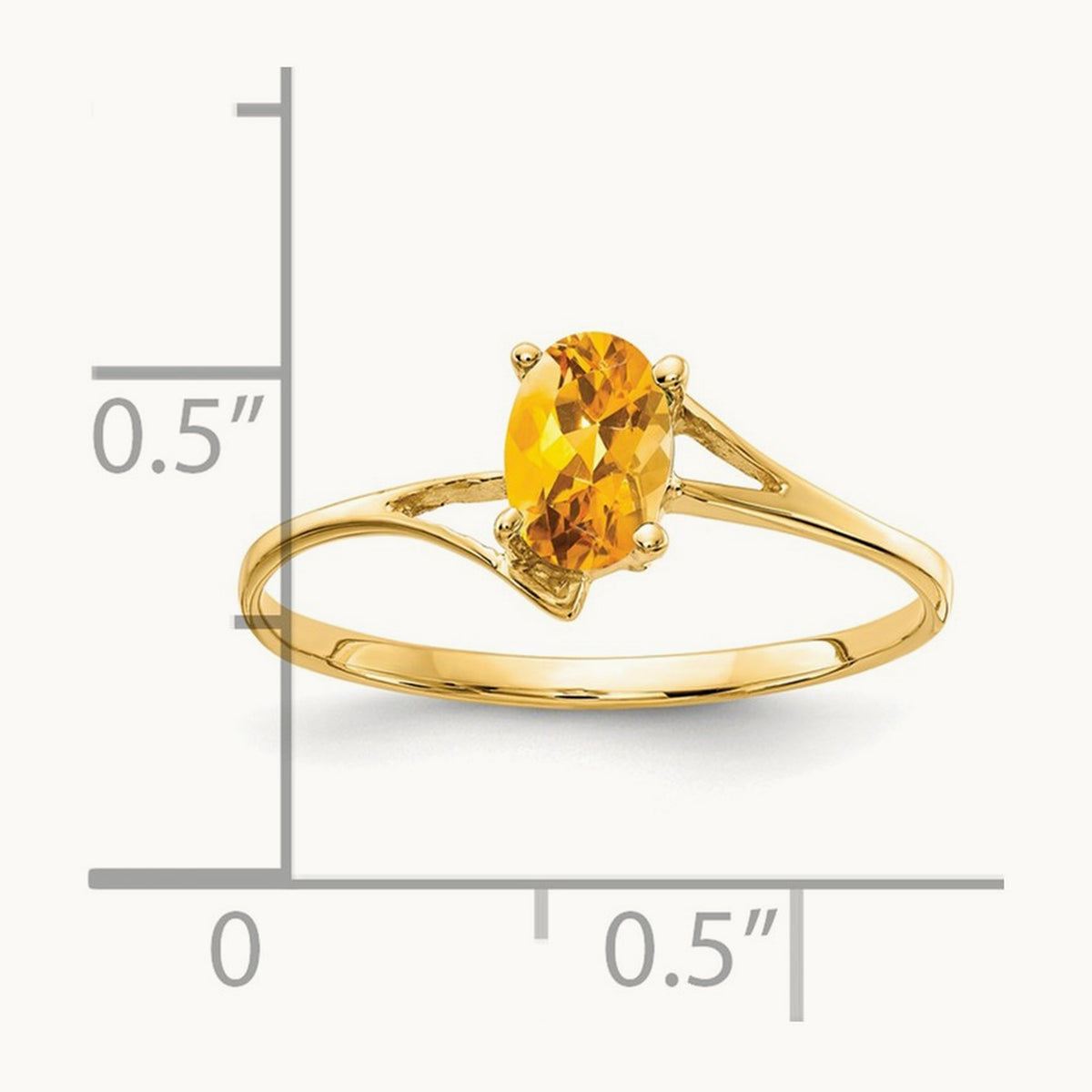 6x4mm Oval Citrine ring, 14K