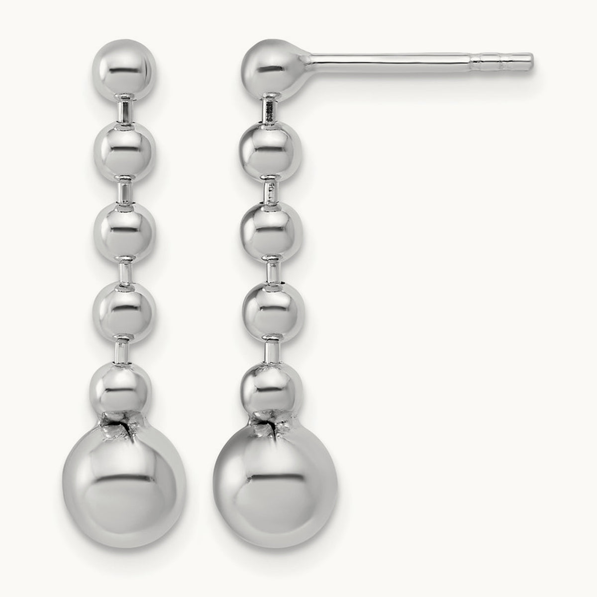 RH-Plated Polished Beaded Post Dangle Earrings, Sterling Silver — Leslie's