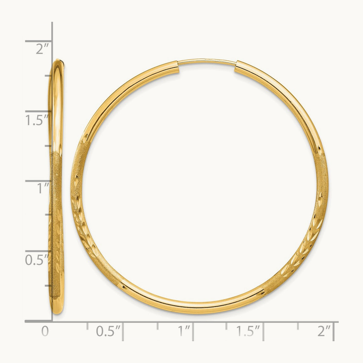 Satin Diamond-cut Endless Hoop Earrings — 40mm, 2mm