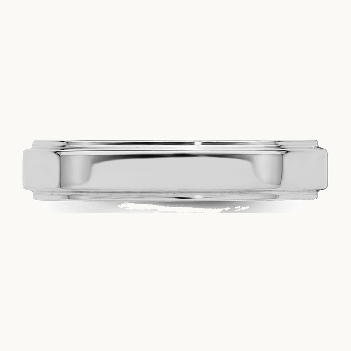 Sterling Silver Rhodium-plated 4mm Flat w/ Step Edge Band