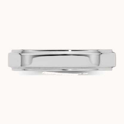 Sterling Silver Rhodium-plated 4mm Flat w/ Step Edge Band