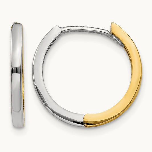 Round Hinged Hoop Earrings, 14K Two-tone