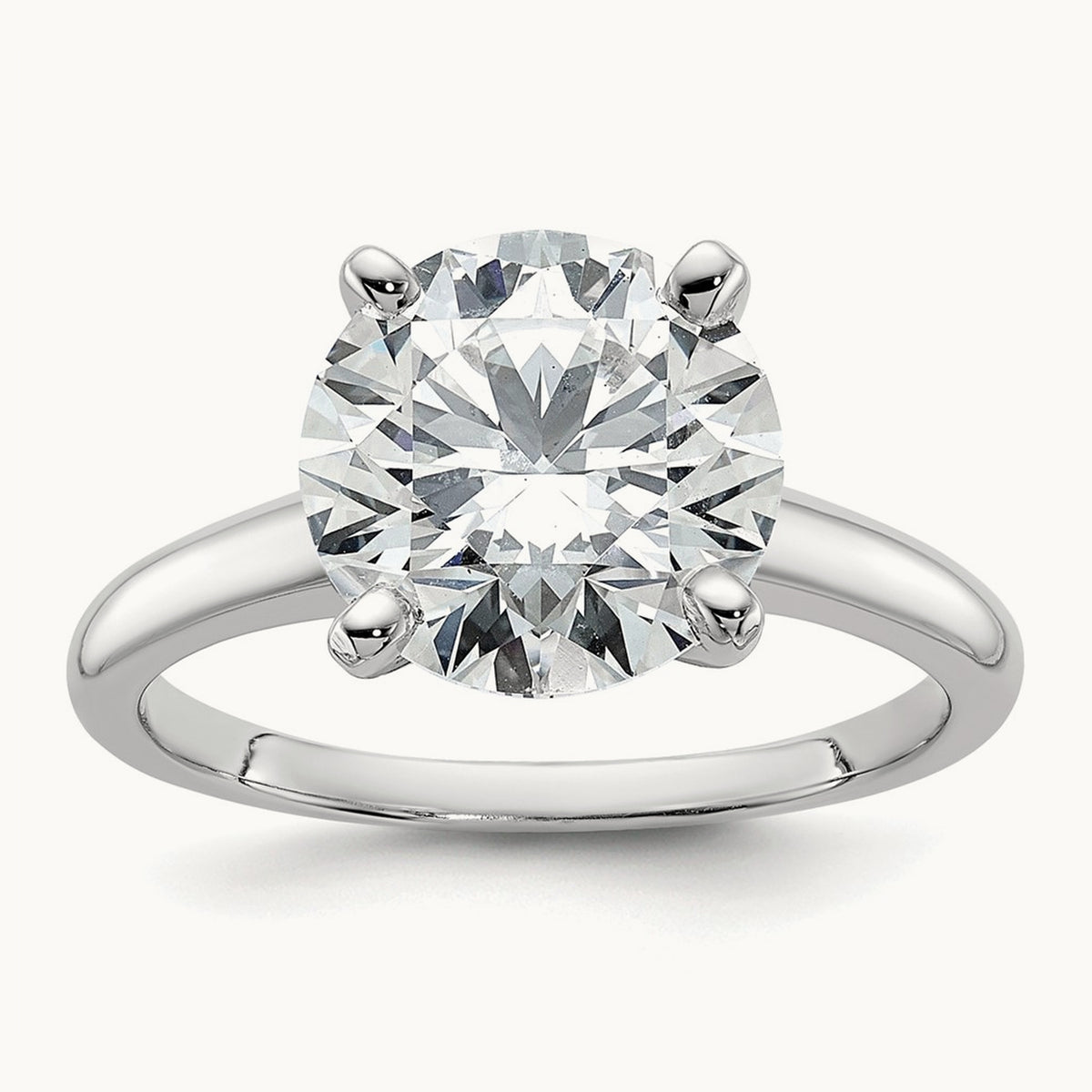 Round Solitaire Engagement Ring, 0.25-5.00 ct tw Lab-Grown Diamond — 4 ct, 14K White Gold