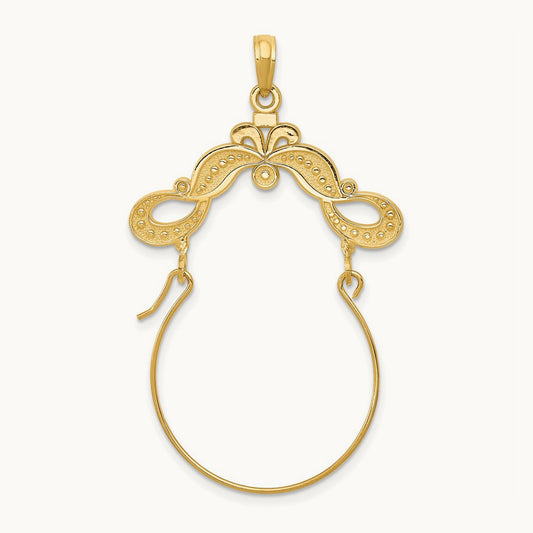 Polished Ribbon Decorated Charm Holder, 14K
