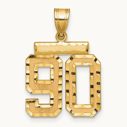 Medium Diamond-cut Number 90 Charm, 14K